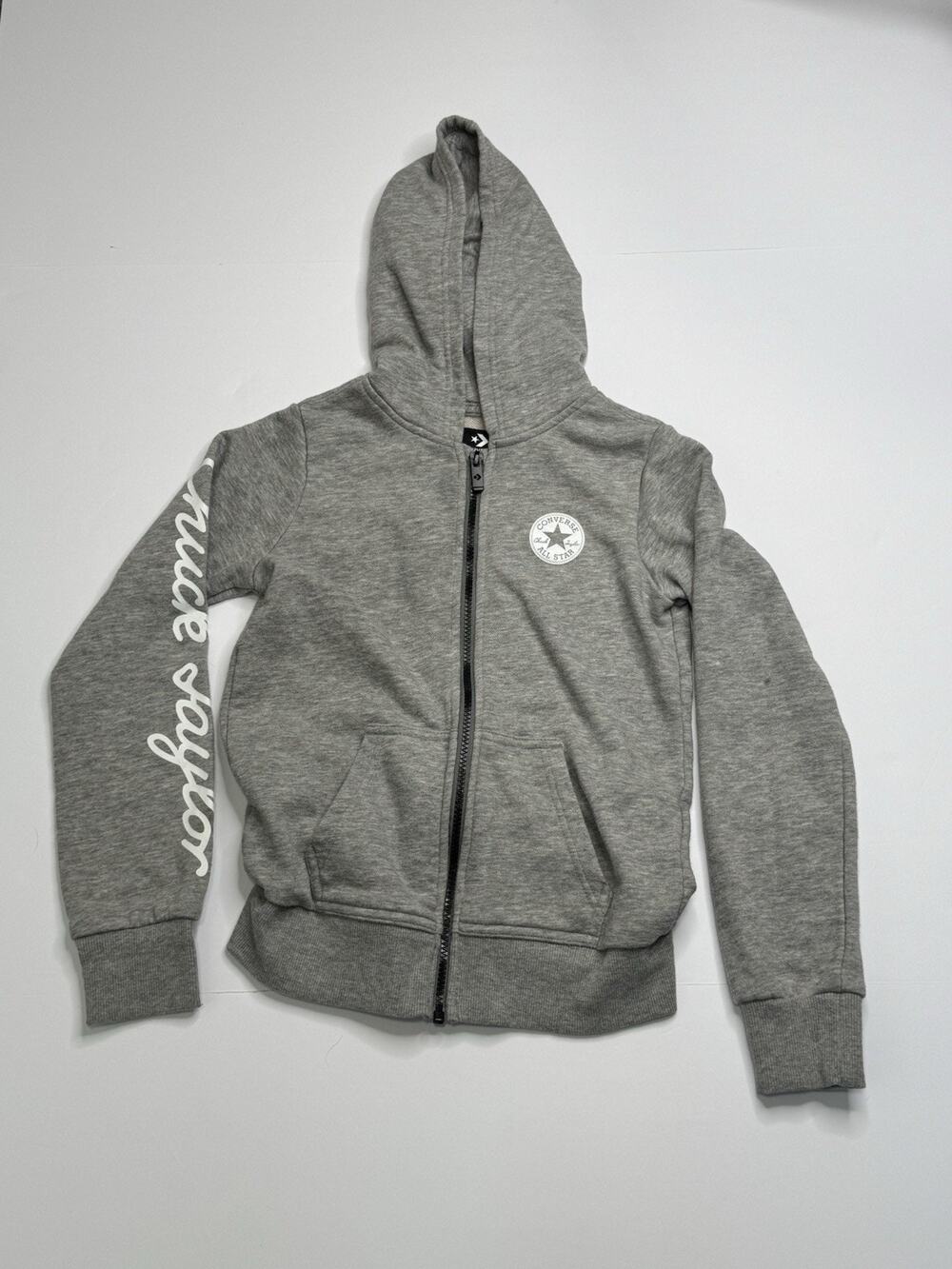 Converse Boy's Size M Medium Gray Zip Up Hooded Sweater Jacket Y2K 8-10